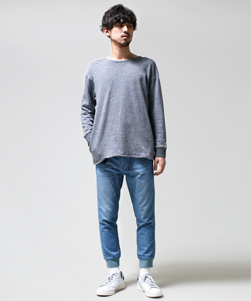 NANO universe（ナノユニバース）の「Shama（シャマ）/アンクルリブレザーシンチバックデニムP（デニムパンツ・メンズ・インディゴブルー/ブルー・42/40/38）」の16枚目の写真