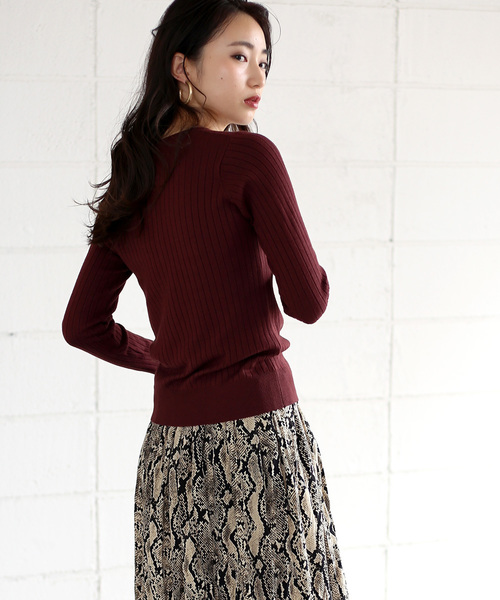 Bou Jeloud（ブージュルード）の「アロエ加工◆ヘンリーリブプルオーバー（ニット/セーター・レディース・チャコールグレー/パープル/ブラウン/イエロー/ブラック・FREE）」の12枚目の写真