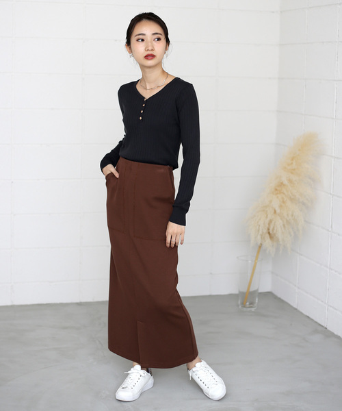 Bou Jeloud（ブージュルード）の「アロエ加工◆ヘンリーリブプルオーバー（ニット/セーター・レディース・チャコールグレー/パープル/ブラウン/イエロー/ブラック・FREE）」の6枚目の写真