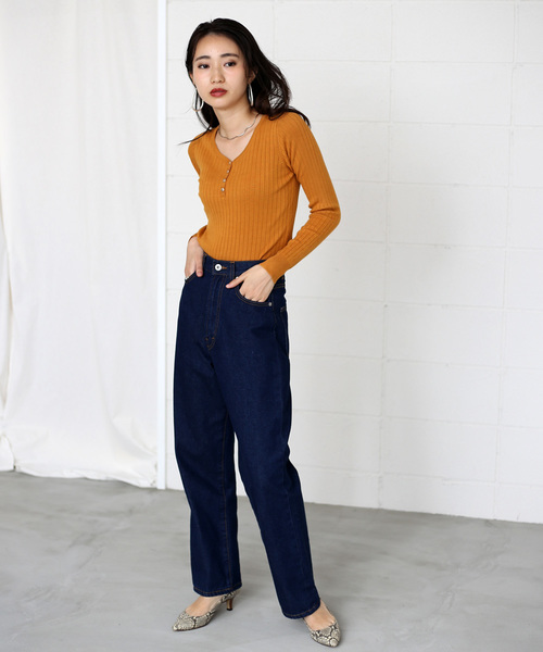 Bou Jeloud（ブージュルード）の「アロエ加工◆ヘンリーリブプルオーバー（ニット/セーター・レディース・チャコールグレー/パープル/ブラウン/イエロー/ブラック・FREE）」の16枚目の写真