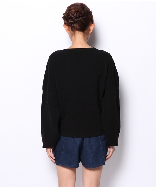 mystic（ミスティック）の「ショート丈リブプルオーバー（ニット/セーター・レディース・ブラック/グレー/ネイビー・ﾌﾘ-）」の4枚目の写真