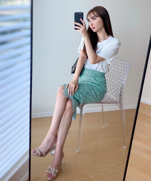 KOBE LETTUCE（コウベレタス）の「レースタイトスカート（スカート・レディース・イエロー/ブラック/オフホワイト/ターコイズブルー/ピンク系その他・S/M）」の20枚目の写真