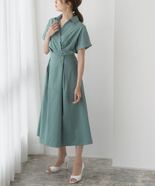 セットアップ風フレンチシャツワンピース シャツワンピース Pierrot ピエロ のファッション