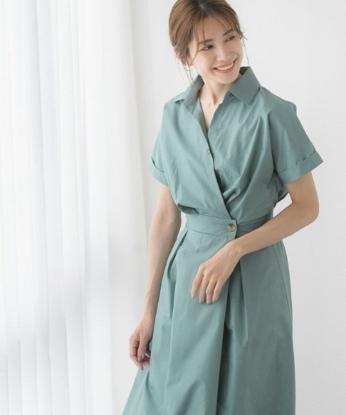 セットアップ風フレンチシャツワンピース シャツワンピース Pierrot ピエロ のファッション