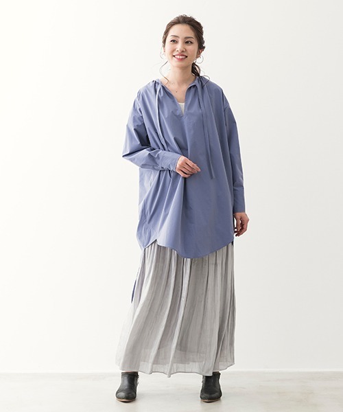 TOPKAPI（トプカピ）の「【Water Lilly】オーバーサイズ シャツ（シャツ/ブラウス・レディース・ブラック/ホワイト/グレイッシュブルー・FREE）」の6枚目の写真