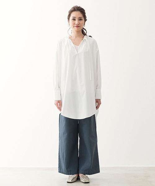 TOPKAPI（トプカピ）の「【Water Lilly】オーバーサイズ シャツ（シャツ/ブラウス・レディース・ブラック/ホワイト/グレイッシュブルー・FREE）」の7枚目の写真