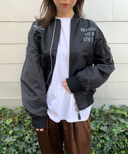 Styleblock スタイルブロック の ヘビーツイル裏タフタワッペン付きma 1ミリタリーフライトジャケット Ma 1 Wear