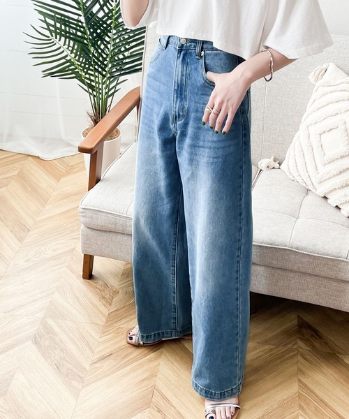 classicalelf（クラシカルエルフ）の「【高身長･大きいサイズ対応/5サイズ展開】美脚見え×ラフさのいいとこ取り♪ハイウエスト ルーズ デニム パンツ（デニムパンツ・レディース・ライトブルー/ワンウォッシュ/ブラック/ナチュラル・LARGE/MEDIUM/SMALL/X-LARGE/XX-LARGE）」の12枚目の写真