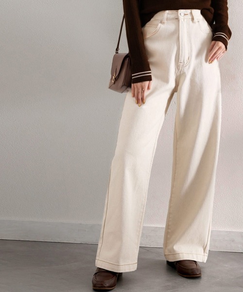 【セール】【高身長･大きいサイズ対応/5サイズ展開】美脚見え&times;ラフさのいいとこ取り♪ハイウエスト ルーズ デニム パンツ（デニムパンツ）｜classicalelf（クラシカルエルフ）