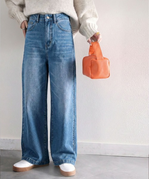 【セール】【高身長･大きいサイズ対応/5サイズ展開】美脚見え&times;ラフさのいいとこ取り♪ハイウエスト ルーズ デニム パンツ（デニムパンツ）｜classicalelf（クラシカルエルフ）