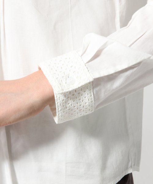 GLOBAL WORK（グローバルワーク）の「レースエリピンタックシャツ長袖/549624（シャツ/ブラウス・レディース・ホワイト/ブルー/ホワイト系その他/その他/ブルー系その他/ネイビー・LARGE/SMALL/MEDIUM）」の14枚目の写真