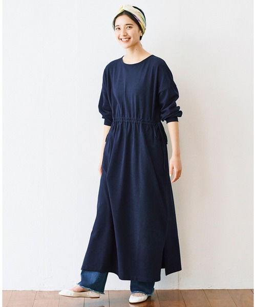 佐藤かなさんプロデュース アヴェクモワ ウエストリボンカットソーワンピース ネイビー ワンピース ワンピース Avecmoi アヴェクモワ のファッション