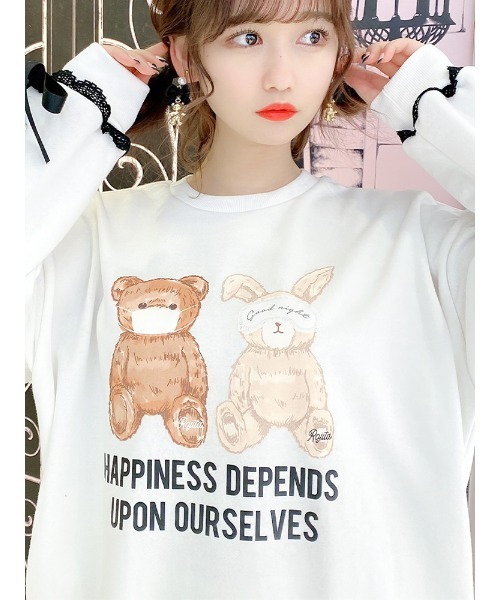 ROJITA（ロジータ）の「クマ＆ウサギPT裏毛BIGトレーナー