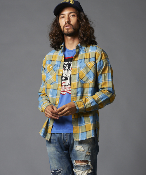 HYSTERIC GLAMOUR（ヒステリックグラマー）の「長袖ワークSH（シャツ/ブラウス・メンズ・イエロー系その他/ピンク系その他/グリーン系その他・MEDIUM/LARGE/SMALL）」の2枚目の写真