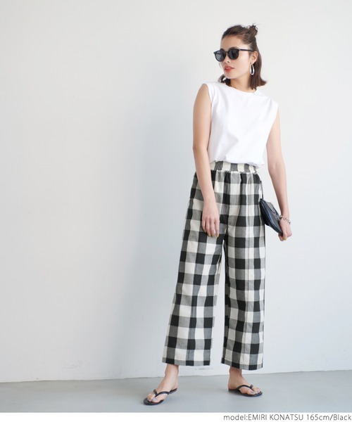 coca（coca）（コカ）の「センターシームブロックチェックパンツ（その他パンツ・レディース・ブラック・ONE SIZE）」の7枚目の写真