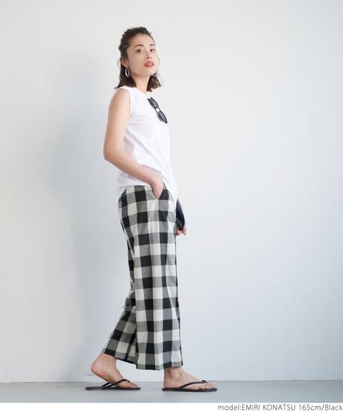 coca（coca）（コカ）の「センターシームブロックチェックパンツ（その他パンツ・レディース・ブラック・ONE SIZE）」の10枚目の写真