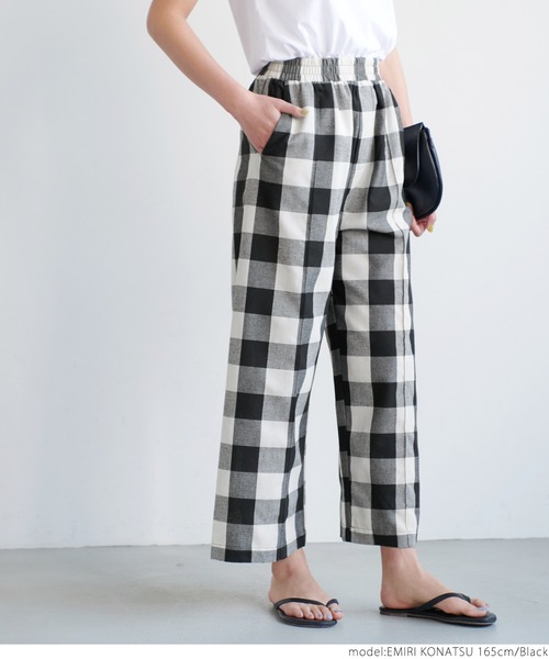 coca（coca）（コカ）の「センターシームブロックチェックパンツ（その他パンツ・レディース・ブラック・ONE SIZE）」の2枚目の写真