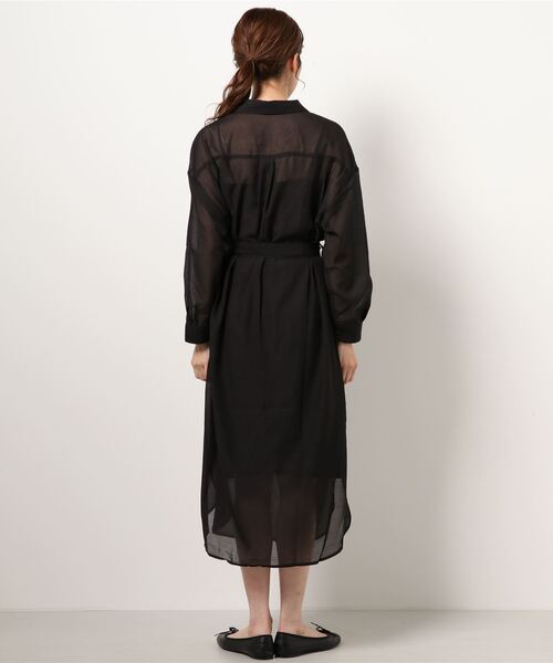 KOBE LETTUCE(コウベレタス)の「シアーマキシシャツワンピース(シャツワンピース・レディース・グレイッシュベージュ/ライトカーキ/ブラウン系その他/ブラック・FREE)」の6枚目の写真