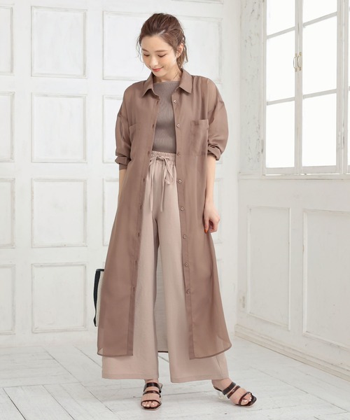 KOBE LETTUCE(コウベレタス)の「シアーマキシシャツワンピース(シャツワンピース・レディース・グレイッシュベージュ/ライトカーキ/ブラウン系その他/ブラック・FREE)」の7枚目の写真