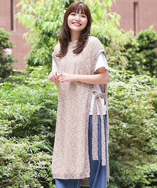 チチカカ（チチカカ）の「コットンスラブロングベスト（ベスト・レディース・ブラウン/グレー・FREE）」の2枚目の写真