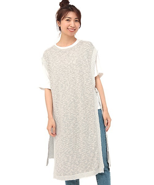 チチカカ（チチカカ）の「コットンスラブロングベスト（ベスト・レディース・ブラウン/グレー・FREE）」の5枚目の写真