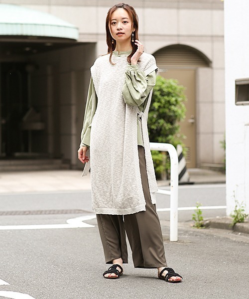 チチカカ（チチカカ）の「コットンスラブロングベスト（ベスト・レディース・ブラウン/グレー・FREE）」の3枚目の写真