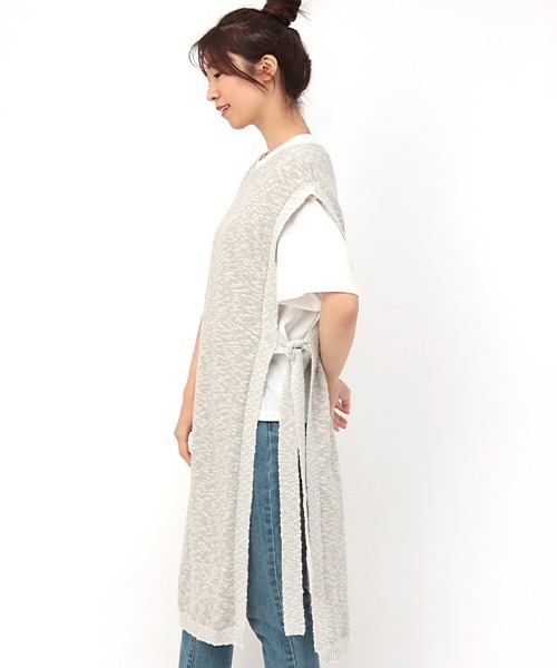 チチカカ（チチカカ）の「コットンスラブロングベスト（ベスト・レディース・ブラウン/グレー・FREE）」の7枚目の写真