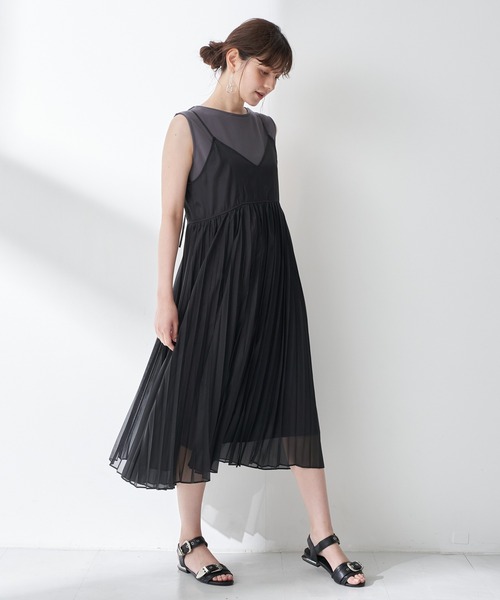 YECCA VECCA（イェッカヴェッカ）の「3wayシアーセットキャミワンピース　＊（ワンピース・レディース・ミント/ライトグレー/ブラック・FREE）」の2枚目の写真