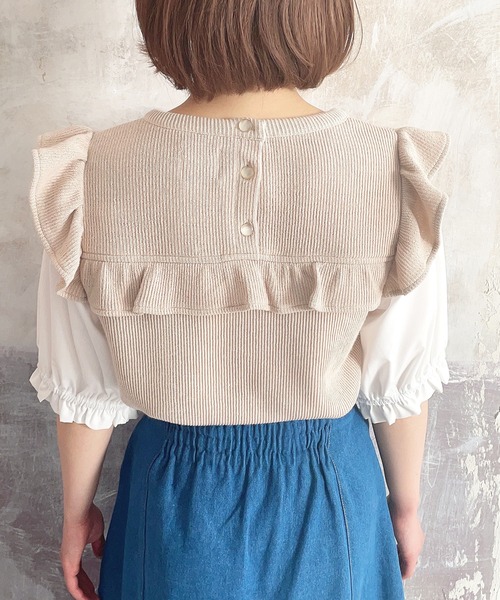 Hamble by Par Avion(ハンブルバイパラビオン)の「刺繍リブ重ねトップス(その他トップス・レディース・ブラック/ベージュ・ONESIZE)」の8枚目の写真