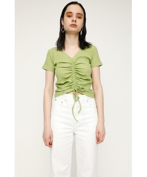 tシャツ Box cut tops　　ボックスカットトップス レディース SLY（スライ）の「FRONT DRAWST CUT TOPS フロント ドロスト