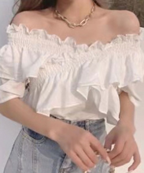 SPIGA（スピーガ）の「フリルギャザーＢＬ（シャツ/ブラウス・レディース・ホワイト/ブラック/ベージュ・ﾌﾘ-）」の11枚目の写真