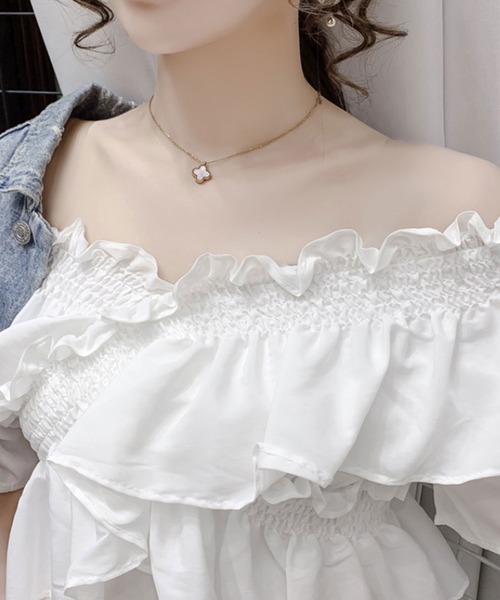 SPIGA（スピーガ）の「フリルギャザーＢＬ（シャツ/ブラウス・レディース・ホワイト/ブラック/ベージュ・ﾌﾘ-）」の12枚目の写真