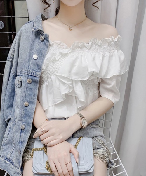 SPIGA（スピーガ）の「フリルギャザーＢＬ（シャツ/ブラウス・レディース・ホワイト/ブラック/ベージュ・ﾌﾘ-）」の13枚目の写真