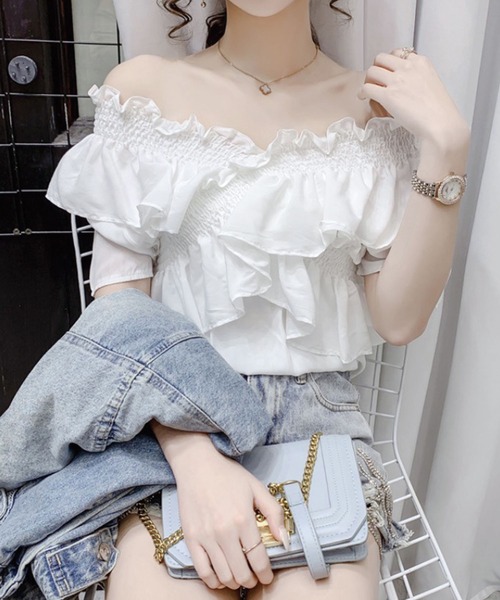 SPIGA（スピーガ）の「フリルギャザーＢＬ（シャツ/ブラウス・レディース・ホワイト/ブラック/ベージュ・ﾌﾘ-）」の14枚目の写真