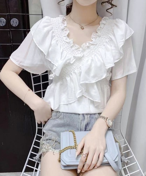 SPIGA（スピーガ）の「フリルギャザーＢＬ（シャツ/ブラウス・レディース・ホワイト/ブラック/ベージュ・ﾌﾘ-）」の15枚目の写真