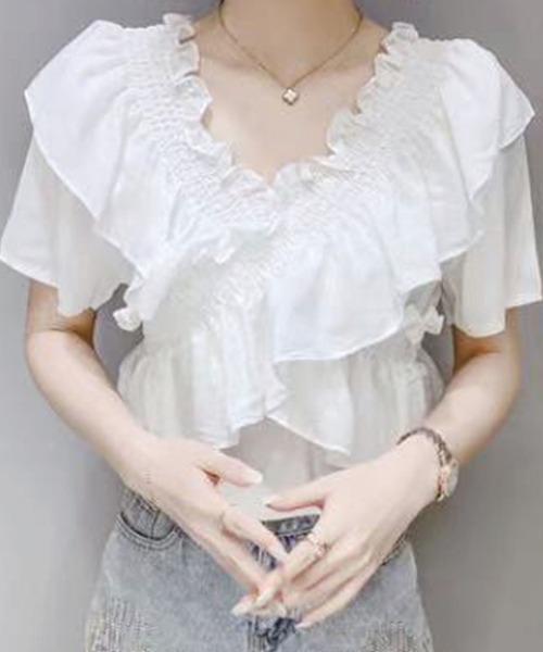 SPIGA（スピーガ）の「フリルギャザーＢＬ（シャツ/ブラウス・レディース・ホワイト/ブラック/ベージュ・ﾌﾘ-）」の21枚目の写真