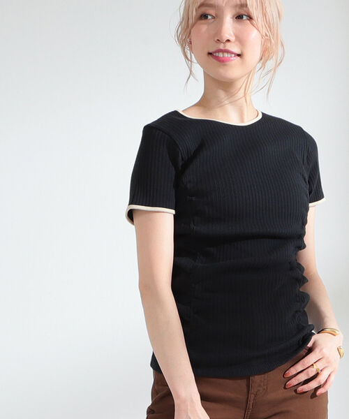 Ray BEAMS（レイビームス）の「Ray BEAMS / バックホール ギャザー Tシャツ（Tシャツ/カットソー・レディース・ブラック/オレンジ/ナチュラル・ONE SIZE）」の15枚目の写真