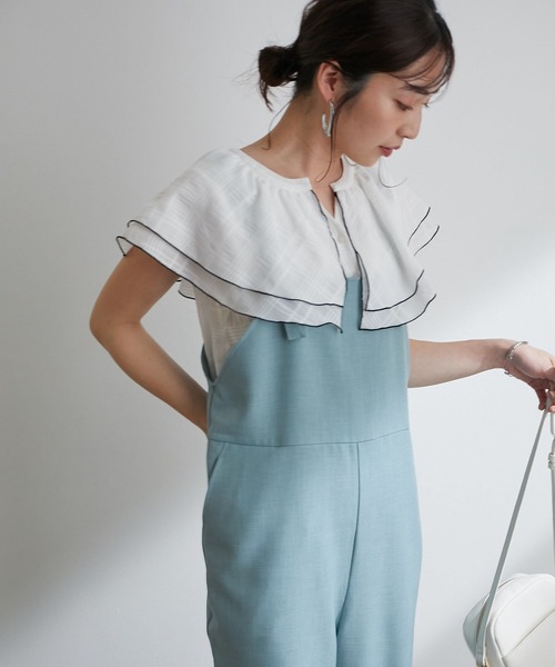 【WEB限定】ラッフルフリル配色メローブラウス