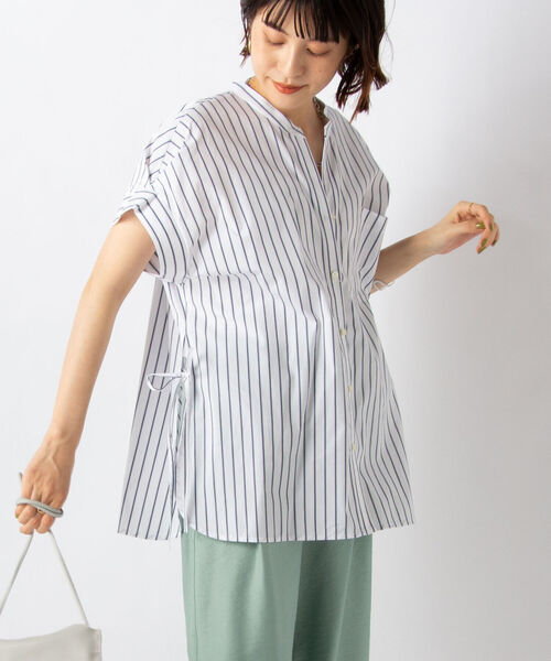 NOLLEY’S(ノーリーズ)の「サイドリボンシャツ(シャツ/ブラウス・レディース・ホワイト/サックスブルー/ホワイト系その他4・36/38)」の3枚目の写真