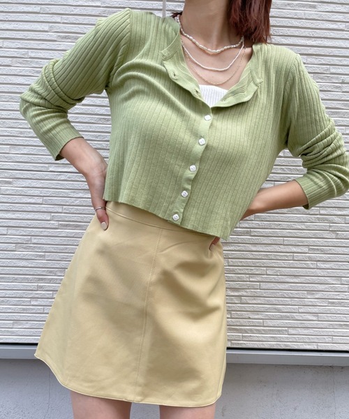 at12:03(アットイチニーゼロサン)の「【カラバリ豊富】デイリーリブカーディガン(カーディガン/ボレロ・レディース・ホワイト/ブラック/サックスブルー/ピンク/グリーン・FREE)」の14枚目の写真