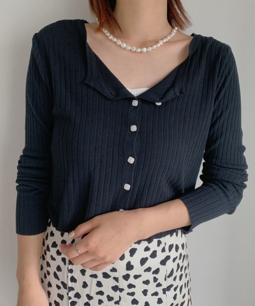 at12:03(アットイチニーゼロサン)の「【カラバリ豊富】デイリーリブカーディガン(カーディガン/ボレロ・レディース・ホワイト/ブラック/サックスブルー/ピンク/グリーン・FREE)」の16枚目の写真