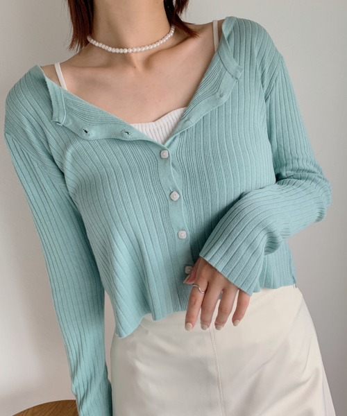 at12:03(アットイチニーゼロサン)の「【カラバリ豊富】デイリーリブカーディガン(カーディガン/ボレロ・レディース・ホワイト/ブラック/サックスブルー/ピンク/グリーン・FREE)」の19枚目の写真