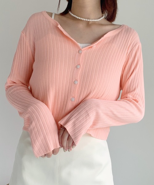 at12:03(アットイチニーゼロサン)の「【カラバリ豊富】デイリーリブカーディガン(カーディガン/ボレロ・レディース・ホワイト/ブラック/サックスブルー/ピンク/グリーン・FREE)」の21枚目の写真