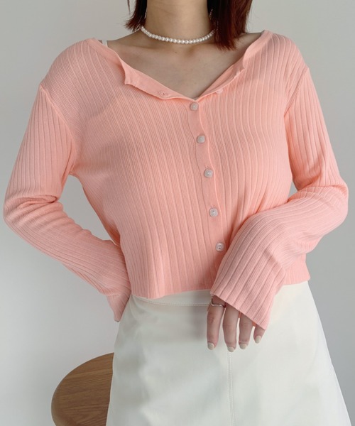 at12:03(アットイチニーゼロサン)の「【カラバリ豊富】デイリーリブカーディガン(カーディガン/ボレロ・レディース・ホワイト/ブラック/サックスブルー/ピンク/グリーン・FREE)」の22枚目の写真