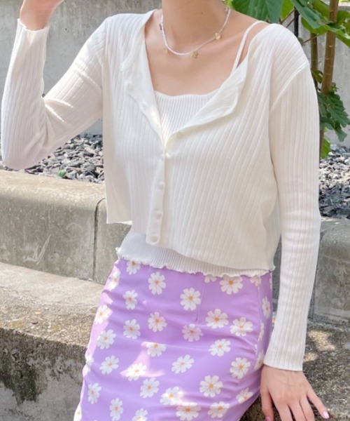 at12:03(アットイチニーゼロサン)の「【カラバリ豊富】デイリーリブカーディガン(カーディガン/ボレロ・レディース・ホワイト/ブラック/サックスブルー/ピンク/グリーン・FREE)」の9枚目の写真