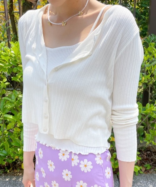 at12:03(アットイチニーゼロサン)の「【カラバリ豊富】デイリーリブカーディガン(カーディガン/ボレロ・レディース・ホワイト/ブラック/サックスブルー/ピンク/グリーン・FREE)」の8枚目の写真