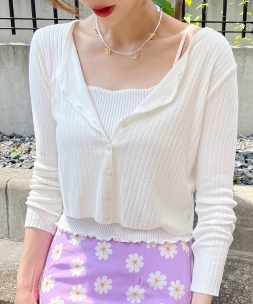 at12:03(アットイチニーゼロサン)の「【カラバリ豊富】デイリーリブカーディガン(カーディガン/ボレロ・レディース・ホワイト/ブラック/サックスブルー/ピンク/グリーン・FREE)」の7枚目の写真