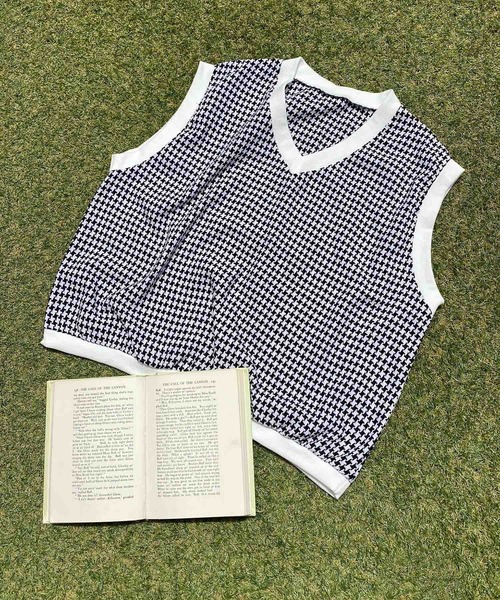 WC（ダブル シー）の「千鳥柄サマーベスト（ベスト・レディース・ブラック/サックスブルー/ホワイト・FREE）」の4枚目の写真