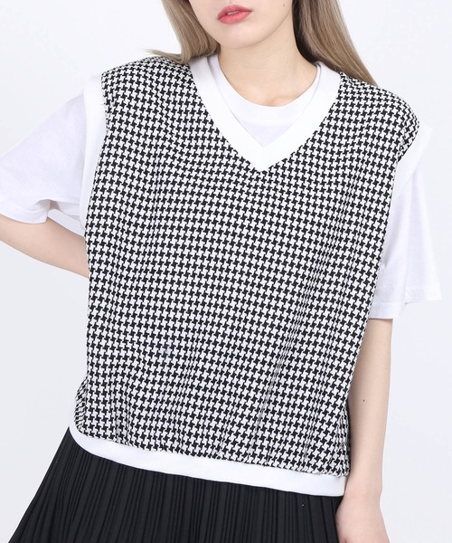 WC（ダブル シー）の「千鳥柄サマーベスト（ベスト・レディース・ブラック/サックスブルー/ホワイト・FREE）」の8枚目の写真