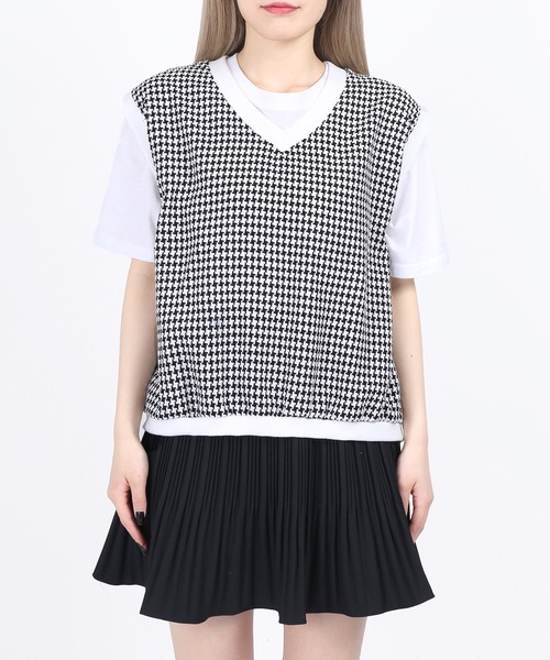 WC（ダブル シー）の「千鳥柄サマーベスト（ベスト・レディース・ブラック/サックスブルー/ホワイト・FREE）」の9枚目の写真